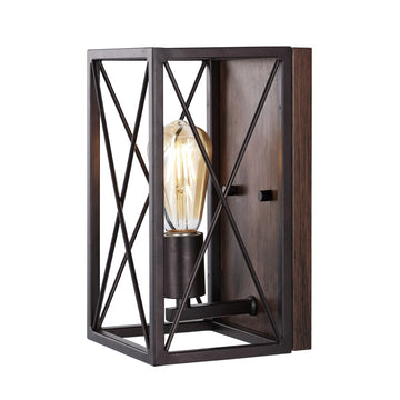 Norris X-Frame 6" Farmhouse Rustic Iron LED Sconce - JONATHAN Y